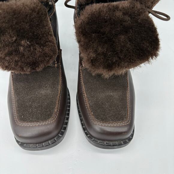 La Canadienne Brown Leather Shearling Line Square Toe Ankle Boot Womens Size 5.5 - Picture 6 of 16